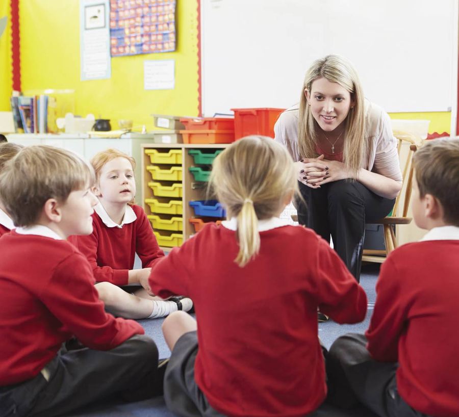 Teacher with primary school pupils at Northgate Academy